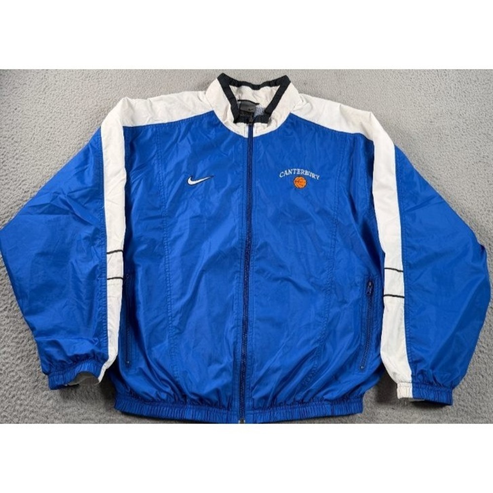 VTG Nike Windbreaker Jacket Mens Medium Blue Canterbury Full Zip Silver Tag Y2K